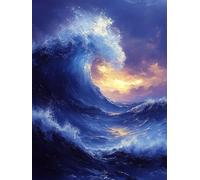 Landscape Diamond Art Kits Adults, Diamond Painting Sea Crystal Art Kits for Adults Kids DIY 5D Round Full Drill Gem Dots Embroidery Paintings Crafts Picture for Beginners, Room Decor 80x110cm 2x-17Y