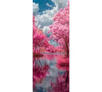 Landscape Diamond Art Kits Adults Large 5D Pink Tree Diamond Painting Kits, DIY Full Drill Crystal Art Rhinestone Embroidery Cross Stitch Arts and Crafts for Adults 19.7x47.2 Inch/50x120 cm -LR1218