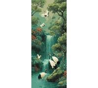 Landscape Diamond Art Kits Adults Large 5D Waterfall Red Crowned Crane Diamond Painting Kits, DIY Crystal Art Craft Rhinestone Embroidery Cross Stitch for Adults 35.4x70.9 Inch/90x180 cm -LR1130
