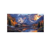 Landscape Diamond Art Kits Adults with Diamond Art Accessories, 5D DIY Crystal Gem Crafts Kits for Kids, Train Rhinestones Paint by Numbers on Canvas 56x28 in, Wall Artwork for Room Decor 2509-6318