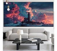 Landscape Diamond Art Lighthouse Diamond Painting Arts and Crafts for Adults,5D Diamont Painting Kits Adults Crysta Cross Stitch Crafts Pictures,DIY Embroidery Kit Beginner,Home Decor 24x72in LK-501