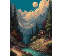 Landscape Diamond Art, Moon Diamond Painting 5D DIY Full Square Drill Crystal Art Cross Stitch Kits for Adults Beginner, Dimond Painting Pattern Design for Home Decor, Wall Decor 25 * 35CM -wyl25067Z
