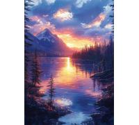 Landscape Diamond Art Mountain Diamond Painting Kits for Adults Beginner 5D DIY Full Square Drill Cross Stitch Kits for Adults Arts and Crafts for Bedroom Decor, Room Decor, Gifts 100*135CM -bby25072B