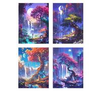 Landscape Diamond Art Tree of Life 4 Pieces Small Diamond Painting Kits 40x55cm,2025 New Crystal Gem Art Kids Beginners Square Full Drill Painting with Diamonds,DIY Embroidery Canvas Home Decor z740f