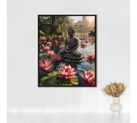 Landscape Diamond Painting, 5d Diamond Painting Kits for Adults Buddha Statues, Full Drill Crystal Art Kits for Adults Beginners Cross Stitch Embroidery Crafts Pictures for Gifts 24x32 inch PJY9 H-Y