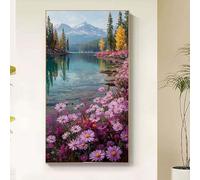 Landscape Diamond Painting Flower Diamond Art Kits Adults, 5D Crystal Art Kits for Adults Kids DIY Round Full Drill Gem Art Dots Craft Paintings Embroidery Kits Home Wall Decor Gifts 60x120cm bd68-u