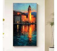 Landscape Diamond Painting House Diamond Art Kits Adults, 5D Crystal Art Kits for Adults Kids DIY Square Full Drill Gem Art Dots Craft Paintings Embroidery Kits Home Wall Decor Gifts 70x140cm uk2-f