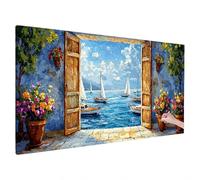 Landscape Diamond Painting Kit for Adults, Large Diamond Art for Adults Ocean Pattern with Square Full Drill, DIY Crystal Art and Crafts for Beginners, Autumn Home Decor, Gifts for Women 90x40cm Q-67