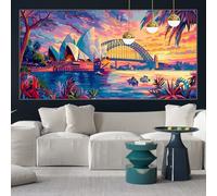 Landscape Diamond Painting Kits for Adults 150x70cm Diamond Art Sydney Opera House Painting by Numbers for Children with Full Square Drill Accessories, Crystal Arts and Crafts for Decor Gifts y-w128