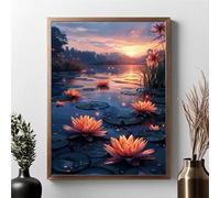 Landscape Diamond Painting Kits for Adults, Diamond Art Flower Pattern with Full Kit Accessories, 5D Round Full Drill Gem Art Paintings for Adults Beginners, Home Wall Decor, Gifts 40x50cm JPF M-F