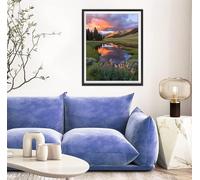 Landscape Diamond Painting Large Diamond Art Kits Adults 5D Full Drill Crystal Arts for Adult Beginners, DIY Embroidery Cross Stitch Round Gem Crafts Kit for Home Decor Gifts Women Lake 20x30cm s-1394