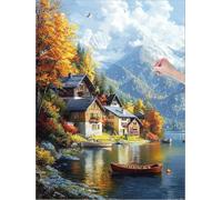 Landscape Diamond Painting Rural Diamond Art with Square Drill, 5D DIY Crystal Art Painting Rhinestone Cross Stitch Kit, Dimond Arts and Crafts for Adults Beginners, Autumn Room Decor 24x32 inch G-73