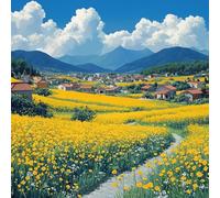 Landscape DIY Diamond Art Kits Adults, Diamond Painting for Wall Decor, Field 5D Round Full Drill Crystal Art Kits, Cross Stitch Embroidery Crafts Pictures for Adults Beginners, Gifts, 20x20in 2-6791