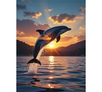 Landscape Dolphin Sunset 1500 Piece Jigsaw Puzzle for Adults, Creativity, Challenging and Difficult Puzzle, Brain Teaser Puzzles for Adults 1500 Pieces for The Whole for Women, Men