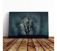 Landscape Dusky Blue Tree Scene Canvas Print | Gallery Wrapped 30mm Frame Wall Art | 30x20 inches | Ready to Hang | Modern Landscape Picture | Living Room Bedroom Lounge Office