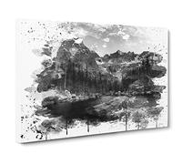 Landscape Eagle Peak Mountain Forest & Lake V4 Canvas Print | Gallery Wrapped 30mm Frame Wall Art | 24x16 inches | Ready to Hang | Modern Animals Picture | Living Room Bedroom Lounge Office
