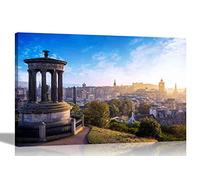 Landscape Edinburgh City Canvas Prints Modern Wall Art Architecture Pictures for Home Office Living Room Cityscape Framed Art Deco Large 86 x 61cm (34 x 24 inches) A1