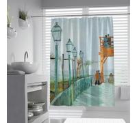 Landscape Famous Painting Prints Shower Curtain with Terrace and Observation Deck at the Moulin De Blute-Fin Shower Curtains Waterproof 180 x 200 cm