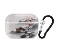 Landscape Flowers AirPod Pro Case, Anti Scratch Hard PC Cover with Keychain, AirPod Pro 2nd/1st Case Accessories for Women Men, White-Style