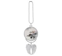 Landscape Flowers Car Hanging Pendant, Zinc Alloy Rearview Mirror Charms - Relieve Visual Fatigue, Vintage Keychain Pendant, Lucky Car Interior Hanging Decoration, Silver-Style