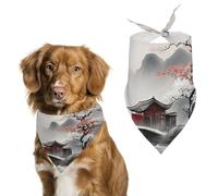 Landscape Flowers Dog Bandanas for Feeding Grooming, Triangle Pet Bibs Washable Pets Scarf for Cats & Dogs