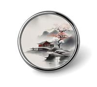 Landscape Flowers Round Badge for Men Women, Durable & Stylish Lapel Pins, Lightweight Metal Badges for Shirts, Jackets, Hats
