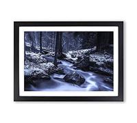 Landscape Forest Wood Stream (2) Framed Print | A2 Oak Framed Wall Art | Ready to Hang | Modern Landscape Picture | Living Room Bedroom Lounge Office