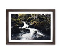 Landscape Forest Wood Stream (4) Framed Print | A2 Walnut Framed Wall Art | Ready to Hang | Modern Landscape Picture | Living Room Bedroom Lounge Office