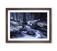 Landscape Forest Wood Stream No.2 Modern Framed Print | A3 Walnut Framed Wall Art | Ready to Hang | Modern Landscape Picture | Living Room Bedroom Lounge Office