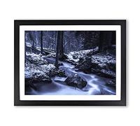 Landscape Forest Wood Stream No.2 Modern Framed Print | A4 Black Framed Wall Art | Ready to Hang | Modern Landscape Picture | Living Room Bedroom Lounge Office