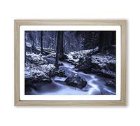 Landscape Forest Wood Stream No.2 Modern Framed Print | A4 Oak Framed Wall Art | Ready to Hang | Modern Landscape Picture | Living Room Bedroom Lounge Office