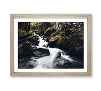 Landscape Forest Wood Stream No.4 Modern Framed Print | A3 Oak Framed Wall Art | Ready to Hang | Modern Landscape Picture | Living Room Bedroom Lounge Office