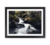 Landscape Forest Wood Stream No.4 Modern Framed Print | A4 Black Framed Wall Art | Ready to Hang | Modern Landscape Picture | Living Room Bedroom Lounge Office