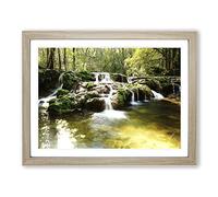 Landscape Forest Wood Stream No.6 Modern Framed Print | A4 Oak Framed Wall Art | Ready to Hang | Modern Landscape Picture | Living Room Bedroom Lounge Office