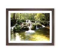 Landscape Forest Wood Stream No.6 Modern Framed Print | A4 Walnut Framed Wall Art | Ready to Hang | Modern Landscape Picture | Living Room Bedroom Lounge Office