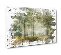 Landscape Forest Woodland View in the Spring V3 Canvas Print | Gallery Wrapped 30mm Frame Wall Art | 24x16 inches | Ready to Hang | Modern Landscape Picture | Living Room Bedroom Lounge Office