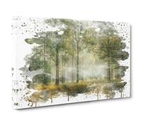 Landscape Forest Woodland View in the Spring V3 Canvas Print | Gallery Wrapped 30mm Frame Wall Art | 30x20 inches | Ready to Hang | Modern Landscape Picture | Living Room Bedroom Lounge Office