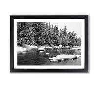 Landscape Frozen Forest and Lake Framed Print | A2 Oak Framed Wall Art | Ready to Hang | Modern Landscape Picture | Living Room Bedroom Lounge Office