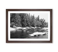 Landscape Frozen Forest and Lake Framed Print | A2 Walnut Framed Wall Art | Ready to Hang | Modern Landscape Picture | Living Room Bedroom Lounge Office