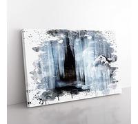 Landscape Frozen Waterfall V3 Modern Canvas Wall Art Print Ready to Hang, Framed Picture for Living Room Bedroom Home Office Décor, 50x35 cm (20x14 Inch)