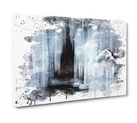 Landscape Frozen Waterfall V3 Modern Canvas Wall Art Print Ready to Hang, Framed Picture for Living Room Bedroom Home Office Décor, 20x14 Inch (50x35 cm)