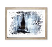Landscape Frozen Waterfall V3 Modern Framed Print | A2 Oak Framed Wall Art | Ready to Hang | Modern Landscape Picture | Living Room Bedroom Lounge Office