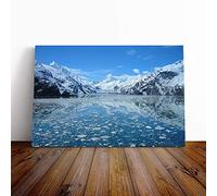 Landscape Glacier Bay Alaska USA Canvas Print | Gallery Wrapped 30mm Frame Wall Art | 24x16 inches | Ready to Hang | Modern Landscape Picture | Living Room Bedroom Lounge Office