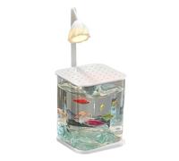 Landscape Glass Aquarium Clear Betta Aquarium - Desktop View Shrimp Tank with Light, Landscaped | Aquarium with Night Light and Green Crystal for Fish, Shrimp,