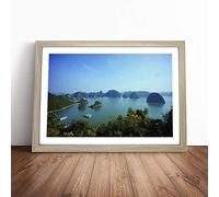 Landscape Halong Bay Vietnam Framed Wall Art Print Oak A3