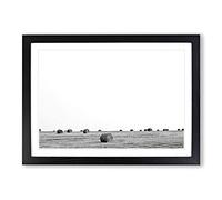 Landscape Hay Bales on a Field (1) Framed Print | A2 Oak Framed Wall Art | Ready to Hang | Modern Nature Picture | Living Room Bedroom Lounge Office