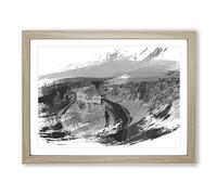 Landscape Horseshoe Bend Canyon Arizona USA V1 Modern Framed Wall Art Print, Ready to Hang Picture for Living Room Bedroom Home Office Décor, Oak A4 (34 x 25 cm)