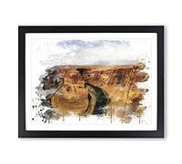 Landscape Horseshoe Bend Canyon Arizona USA V3 Modern Framed Wall Art Print, Ready to Hang Picture for Living Room Bedroom Home Office Décor, Black A4 (34 x 25 cm)