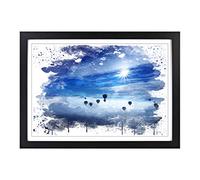 Landscape Hot Air Balloon (4) V3 Framed Print | A2 Black Framed Wall Art | Ready to Hang | Modern Nature Picture | Living Room Bedroom Lounge Office