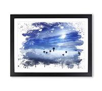 Landscape Hot Air Balloon No.4 V3 Modern Framed Print | A2 Black Framed Wall Art | Ready to Hang | Modern Nature Picture | Living Room Bedroom Lounge Office